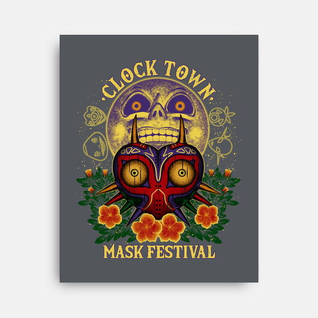 Clock Town Mask Festival-None-Stretched-Canvas-rmatix