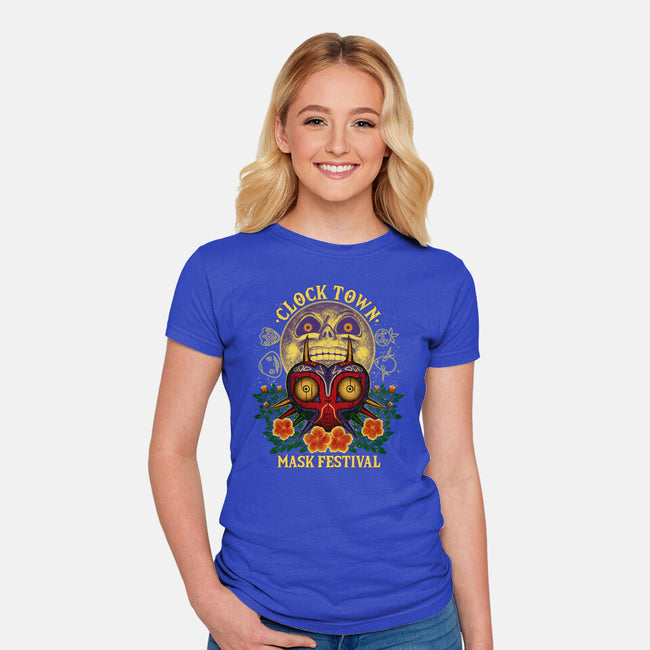 Clock Town Mask Festival-Womens-Fitted-Tee-rmatix