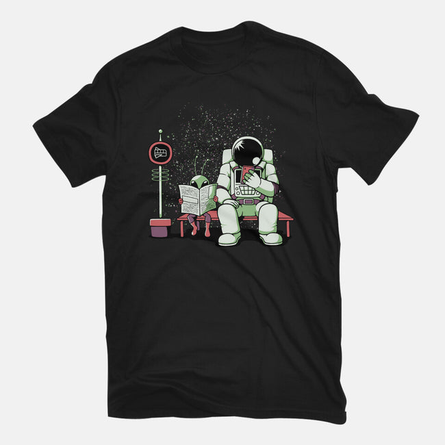 Bus Stop In Space-Womens-Basic-Tee-tobefonseca