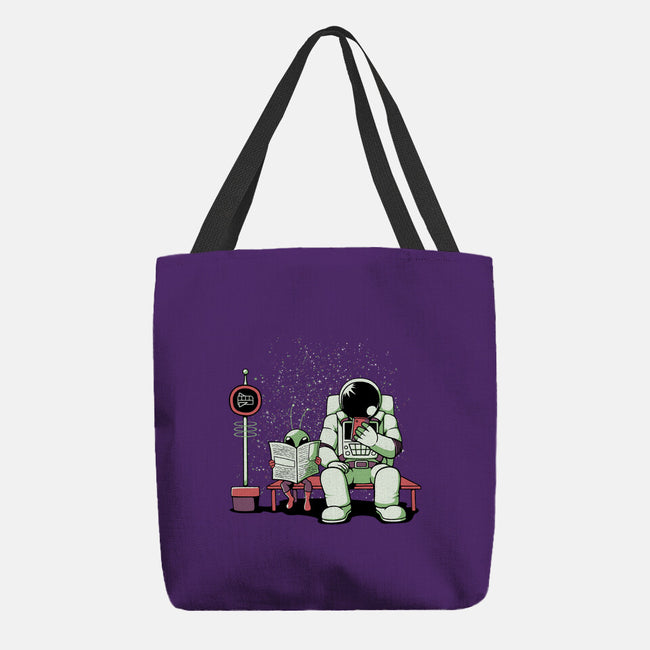 Bus Stop In Space-None-Basic Tote-Bag-tobefonseca