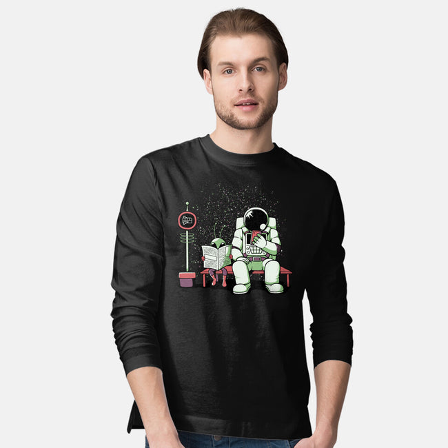 Bus Stop In Space-Mens-Long Sleeved-Tee-tobefonseca