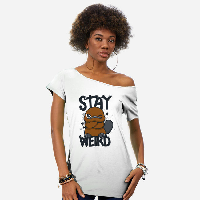 Stay Weird Beaver-Womens-Off Shoulder-Tee-Vallina84