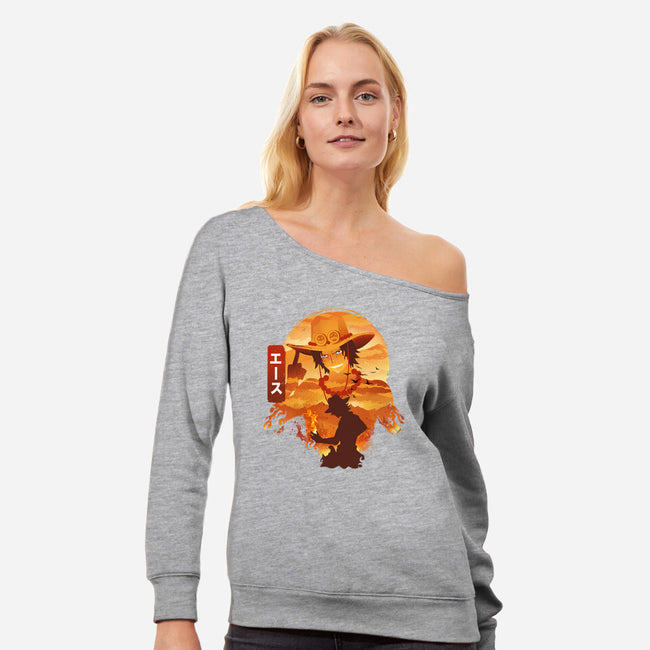 Ukiyo E Ace-Womens-Off Shoulder-Sweatshirt-dandingeroz