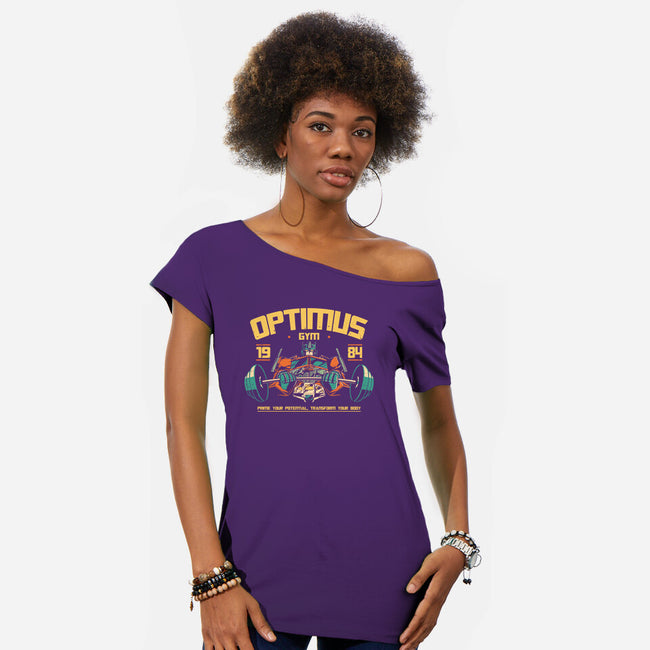 Optimus Gym-Womens-Off Shoulder-Tee-retrodivision