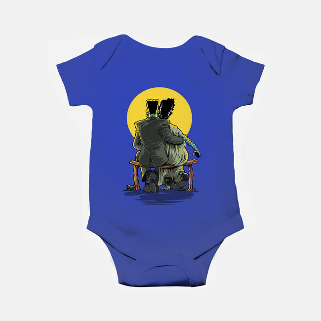 Monster And Bride Gazing At The Moon-Baby-Basic-Onesie-zascanauta