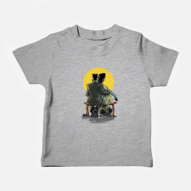 Monster And Bride Gazing At The Moon-Baby-Basic-Tee-zascanauta