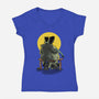 Monster And Bride Gazing At The Moon-Womens-V-Neck-Tee-zascanauta