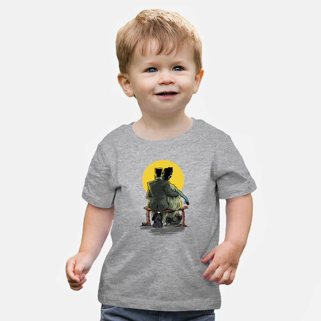 Monster And Bride Gazing At The Moon-Baby-Basic-Tee-zascanauta