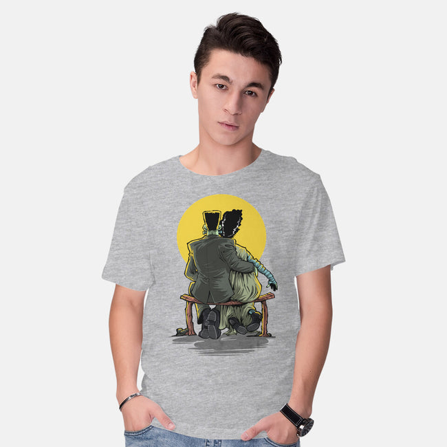 Monster And Bride Gazing At The Moon-Mens-Basic-Tee-zascanauta