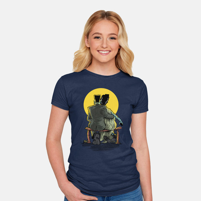 Monster And Bride Gazing At The Moon-Womens-Fitted-Tee-zascanauta