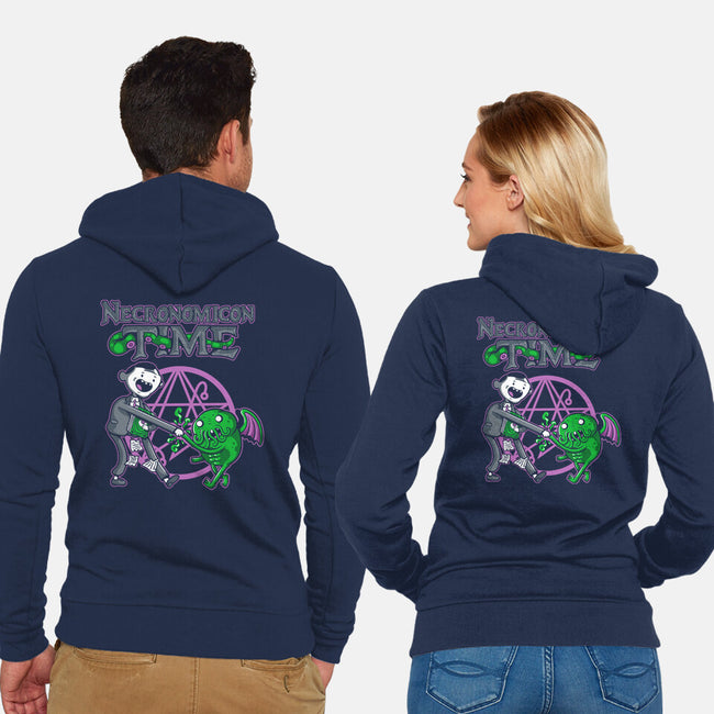 Necronomicon Time-Unisex-Zip-Up-Sweatshirt-demonigote