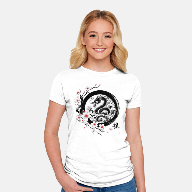 Year Of The Dragon Sumi-e-Womens-Fitted-Tee-DrMonekers