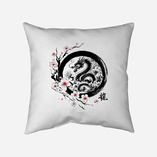 Year Of The Dragon Sumi-e-None-Removable Cover-Throw Pillow-DrMonekers