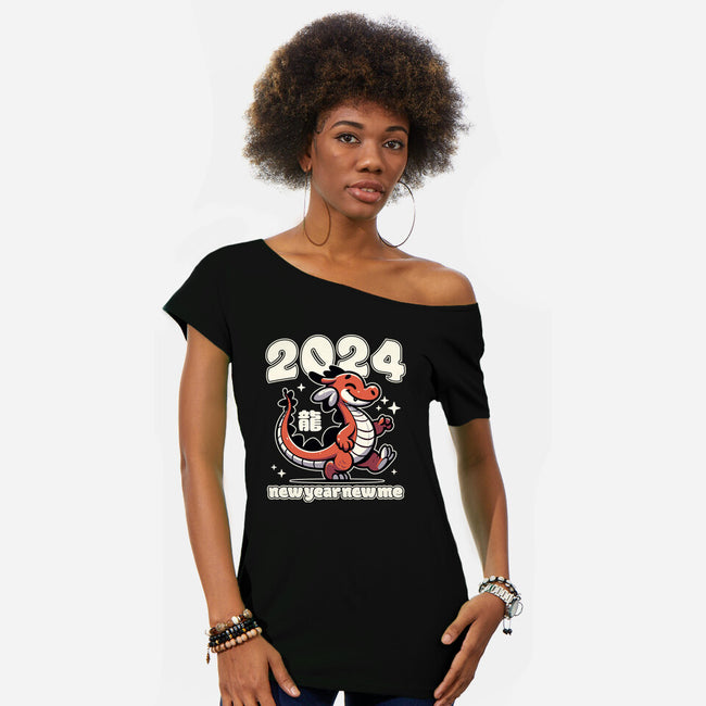 New Year New Dragon-Womens-Off Shoulder-Tee-RoboMega