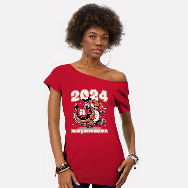 New Year New Dragon-Womens-Off Shoulder-Tee-RoboMega