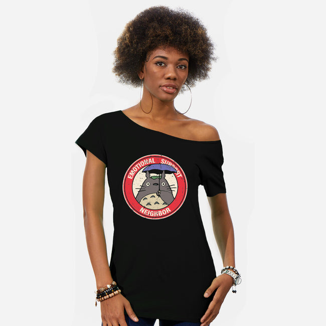 Emotional Support Neighbor-Womens-Off Shoulder-Tee-turborat14