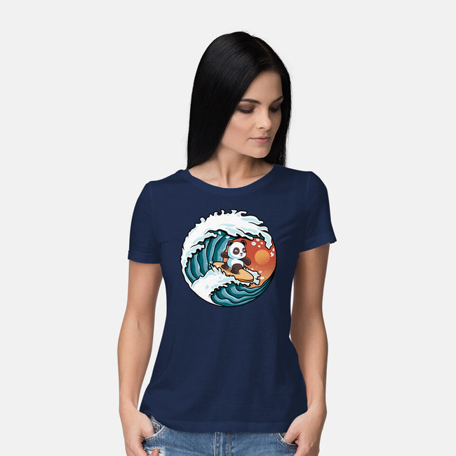 Surfing Panda-Womens-Basic-Tee-erion_designs