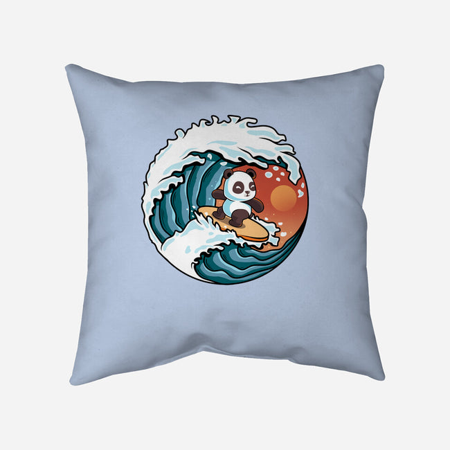 Surfing Panda-None-Removable Cover-Throw Pillow-erion_designs