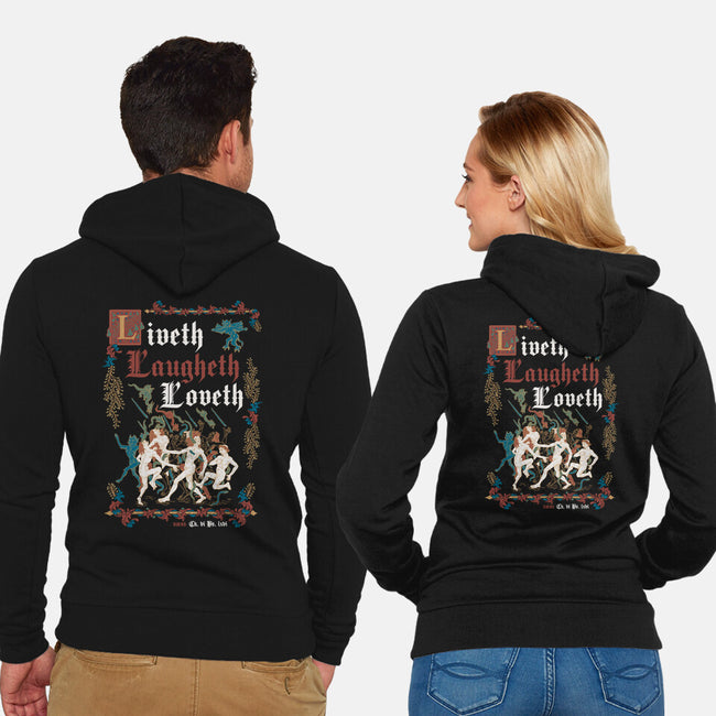 Live Laugh Love Medieval Style-Unisex-Zip-Up-Sweatshirt-Nemons