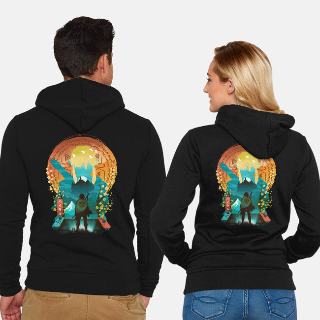 Ukiyo E Hero Landscape-Unisex-Zip-Up-Sweatshirt-dandingeroz