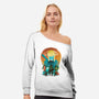 Ukiyo E Hero Landscape-Womens-Off Shoulder-Sweatshirt-dandingeroz