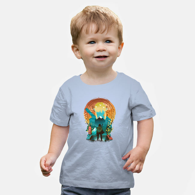 Ukiyo E Hero Landscape-Baby-Basic-Tee-dandingeroz