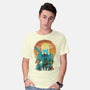 Ukiyo E Hero Landscape-Mens-Basic-Tee-dandingeroz