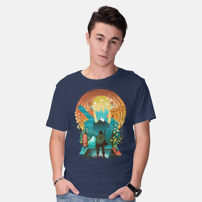 Ukiyo E Hero Landscape-Mens-Basic-Tee-dandingeroz