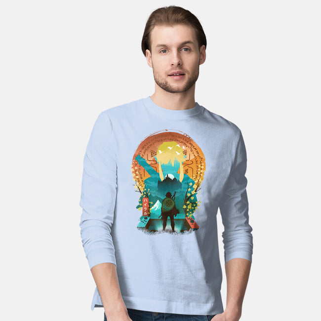 Ukiyo E Hero Landscape-Mens-Long Sleeved-Tee-dandingeroz