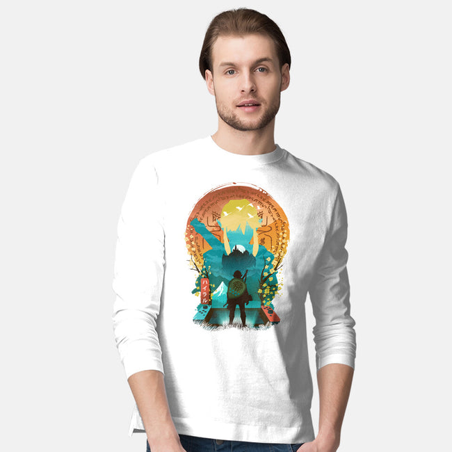 Ukiyo E Hero Landscape-Mens-Long Sleeved-Tee-dandingeroz