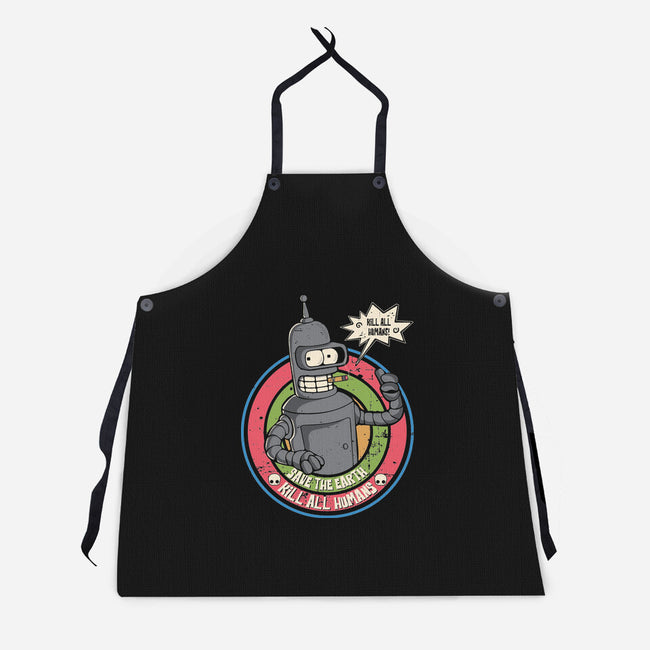 Save The Earth And Kill All Humans-Unisex-Kitchen-Apron-turborat14