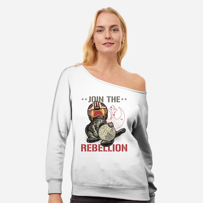 Join The Cat Rebellion-Womens-Off Shoulder-Sweatshirt-gorillafamstudio