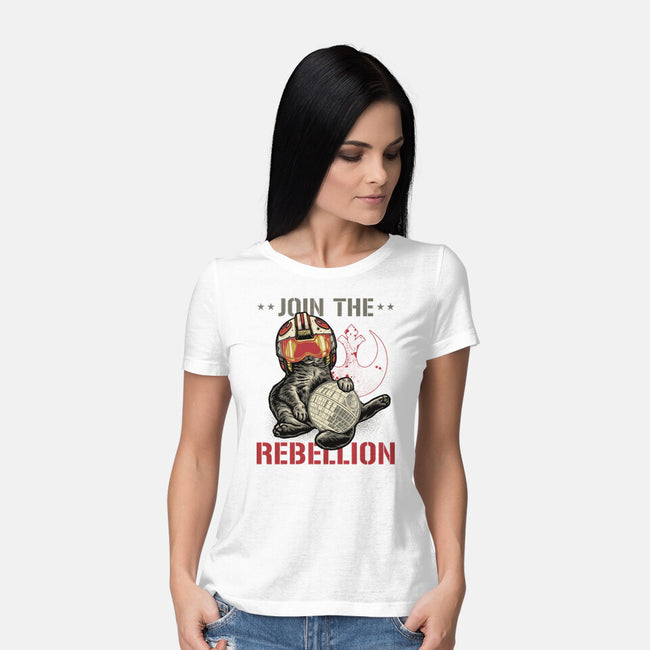 Join The Cat Rebellion-Womens-Basic-Tee-gorillafamstudio