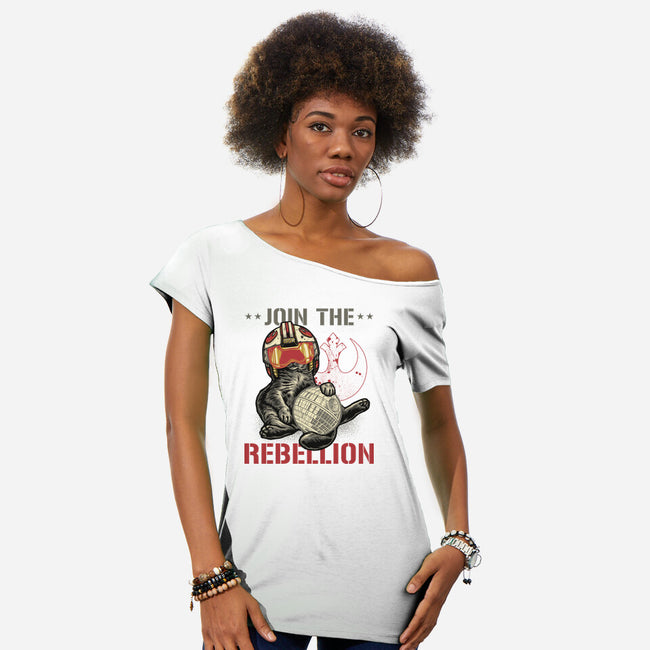 Join The Cat Rebellion-Womens-Off Shoulder-Tee-gorillafamstudio