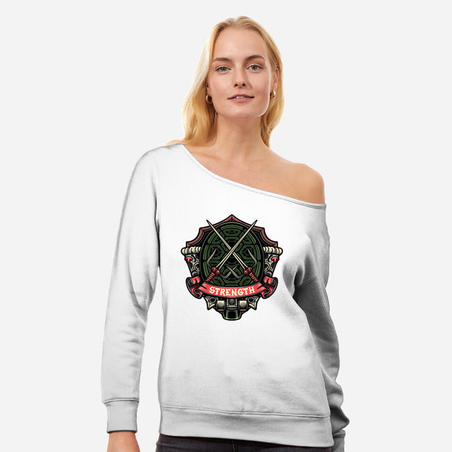 Red Ninja Strength-Womens-Off Shoulder-Sweatshirt-gorillafamstudio