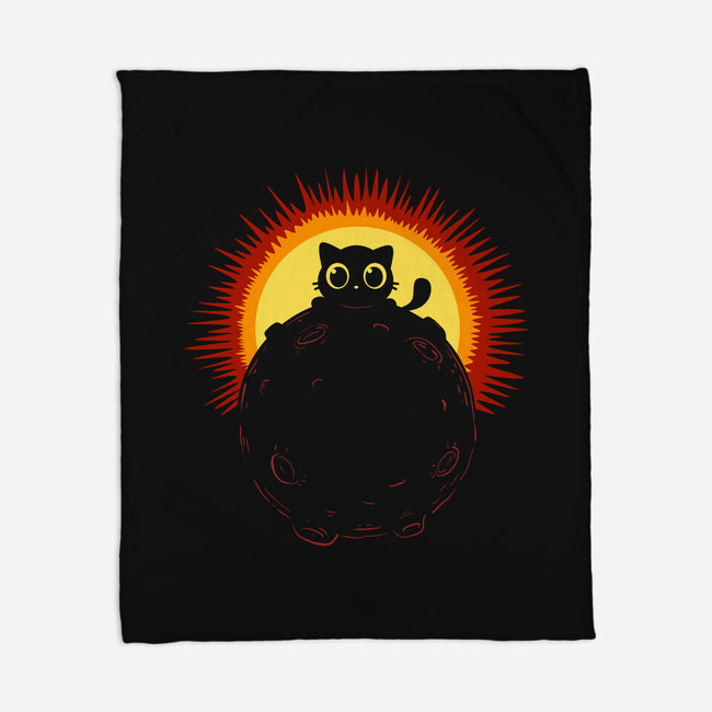 Kitty Eclipse-None-Fleece-Blanket-erion_designs