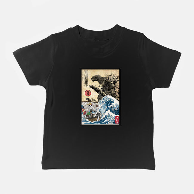 Straw Hat Pirates Meet Godzilla-Baby-Basic-Tee-DrMonekers