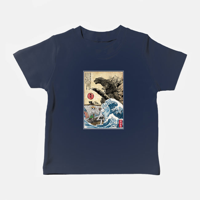 Straw Hat Pirates Meet Godzilla-Baby-Basic-Tee-DrMonekers