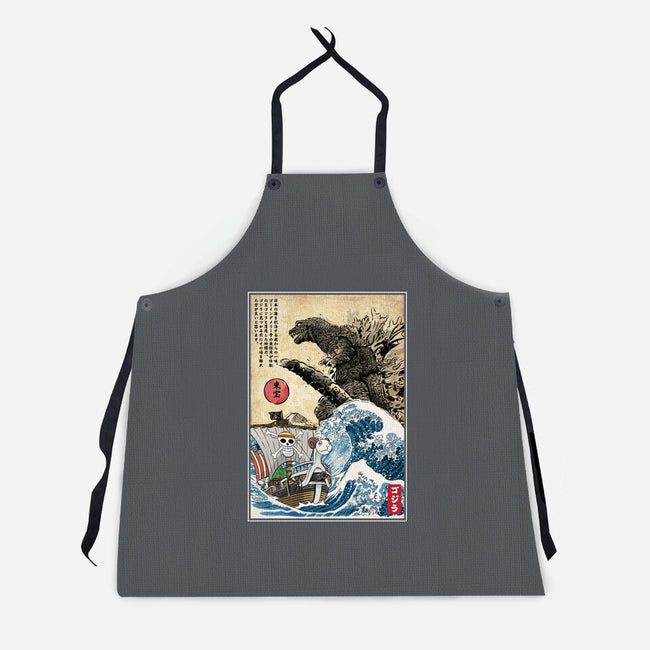 Straw Hat Pirates Meet Godzilla-Unisex-Kitchen-Apron-DrMonekers