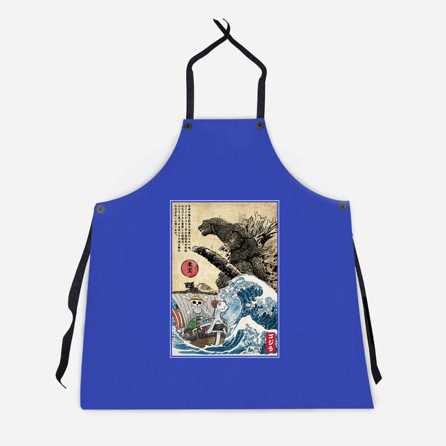 Straw Hat Pirates Meet Godzilla-Unisex-Kitchen-Apron-DrMonekers