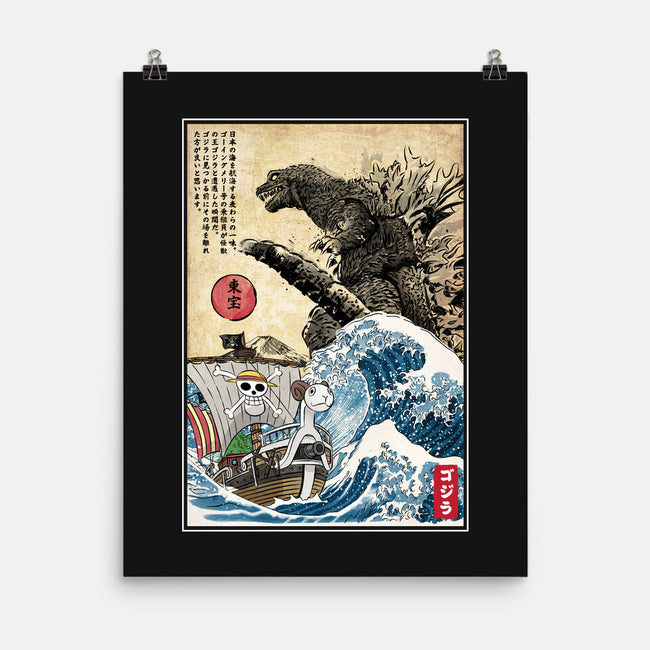 Straw Hat Pirates Meet Godzilla-None-Matte-Poster-DrMonekers