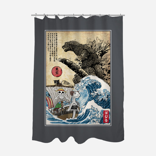 Straw Hat Pirates Meet Godzilla-None-Polyester-Shower Curtain-DrMonekers