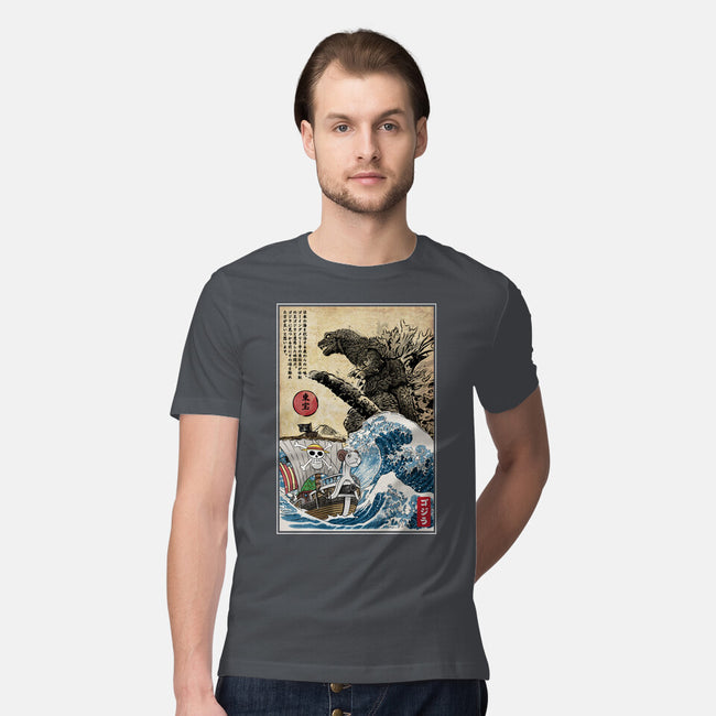 Straw Hat Pirates Meet Godzilla-Mens-Premium-Tee-DrMonekers