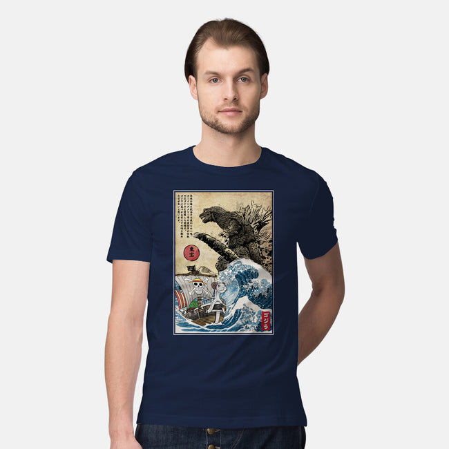 Straw Hat Pirates Meet Godzilla-Mens-Premium-Tee-DrMonekers