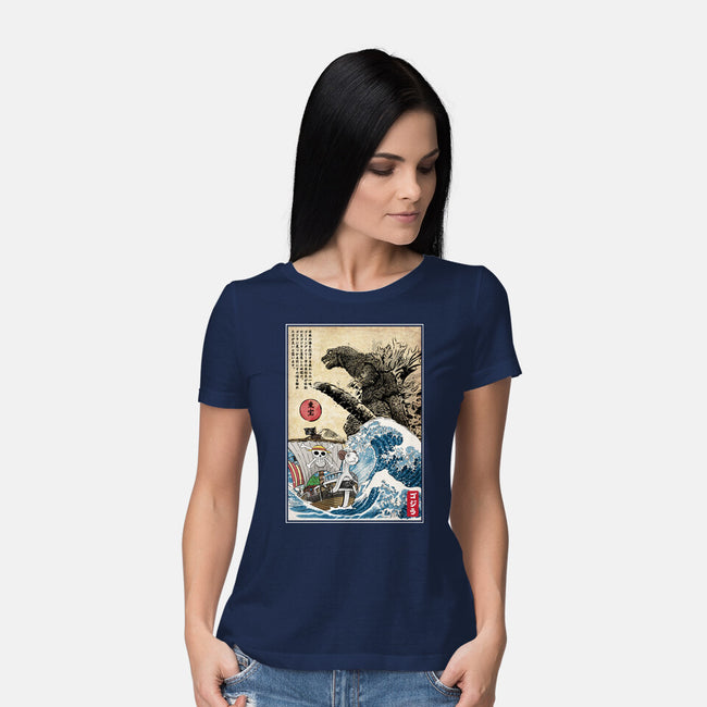 Straw Hat Pirates Meet Godzilla-Womens-Basic-Tee-DrMonekers