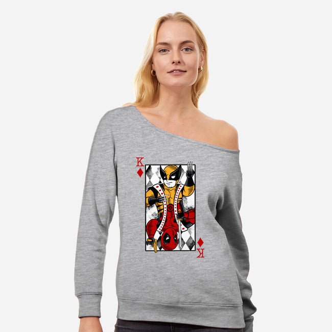 Double King-Womens-Off Shoulder-Sweatshirt-spoilerinc