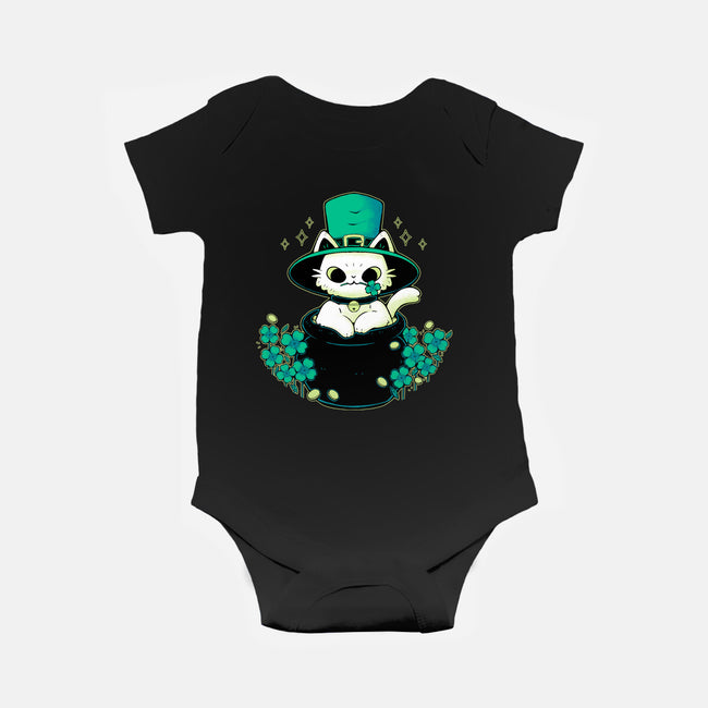 Cute St Patrick Cat-Baby-Basic-Onesie-xMorfina