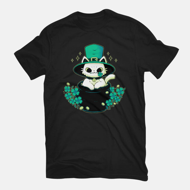 Cute St Patrick Cat-Mens-Basic-Tee-xMorfina