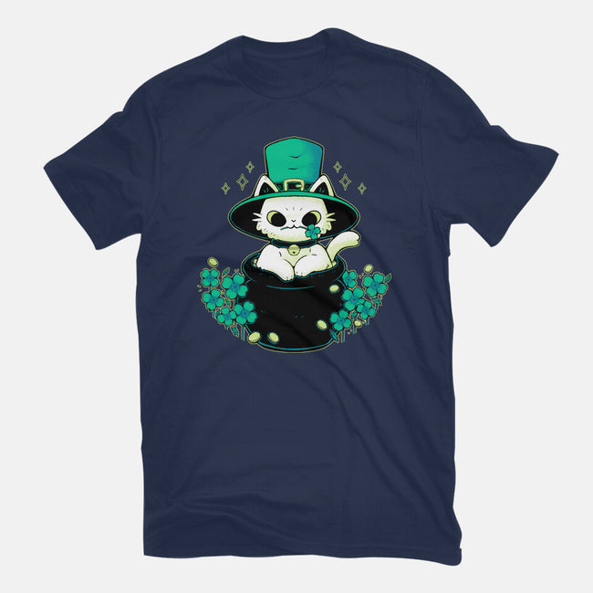 Cute St Patrick Cat-Womens-Basic-Tee-xMorfina