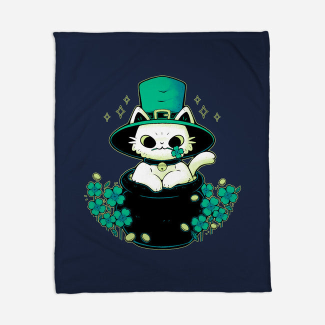 Cute St Patrick Cat-None-Fleece-Blanket-xMorfina